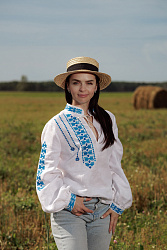 Блуза женская сувенирная с вышивкой "Васильки"